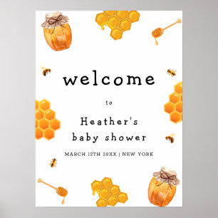 Affiche Baby shower de cadre moderne Honey Bumblebee Accue