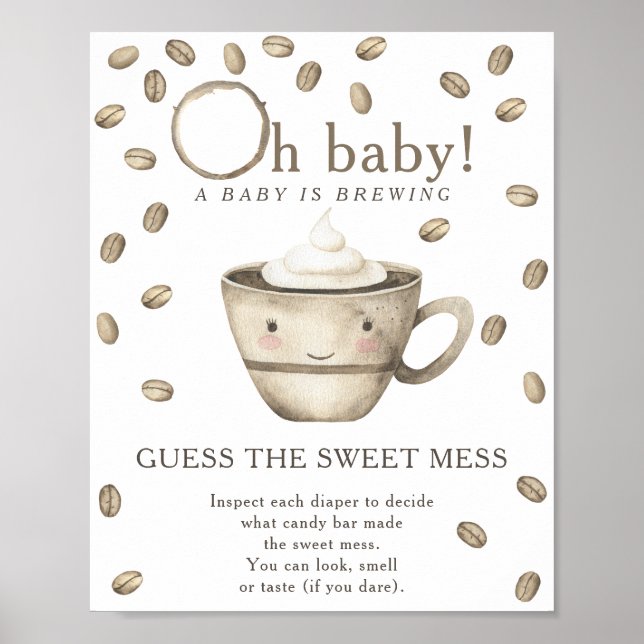 Affiche Baby shower de café Devinez le gâteau doux (Devant)