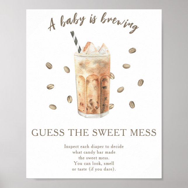Affiche Baby shower de café Devinez le gâteau doux (Devant)