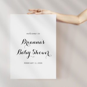 Affiche Baby shower de calligraphie moderne Bienvenue