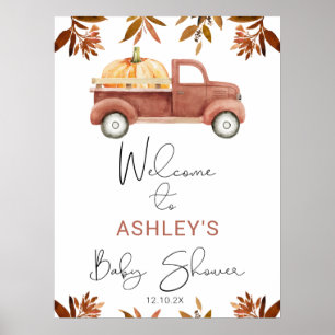 Affiche Baby shower de camion Citrouille Brown Foliing Acc