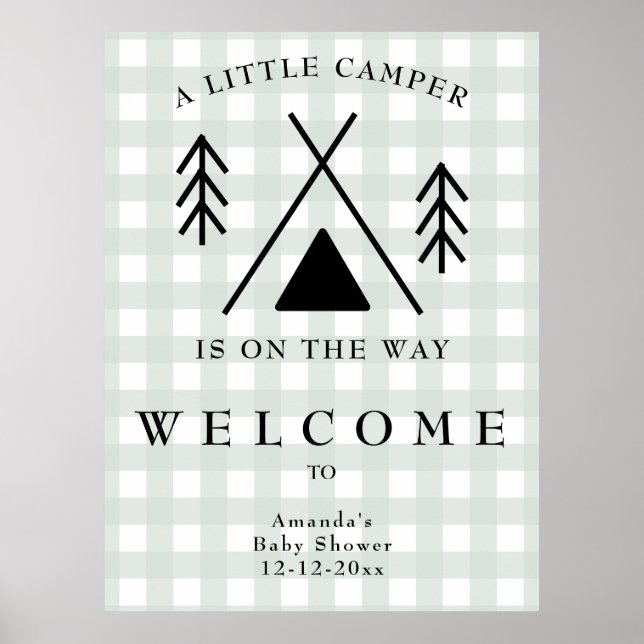 Affiche Baby shower de camping de bienvenue (Devant)