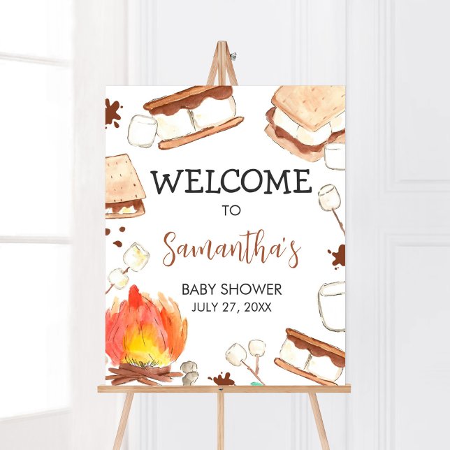 Affiche Baby shower de camping S'mores Bienvenue (Smore Fun Baby Shower Welcome Sign)