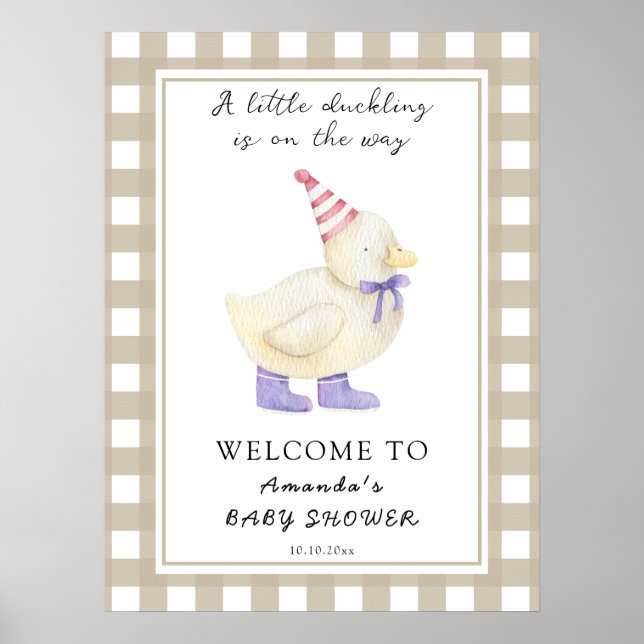 Affiche Baby shower de canard mignon (Devant)