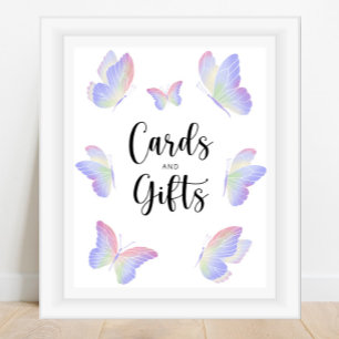 Affiche Baby shower de cartes et cadeaux Papillon