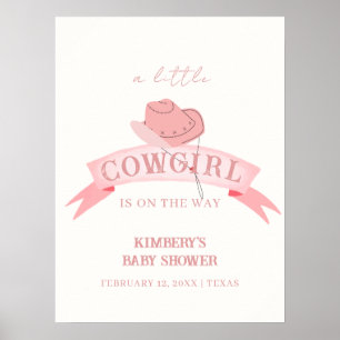 Affiche Baby shower de Casquette rose Western Cowgirl