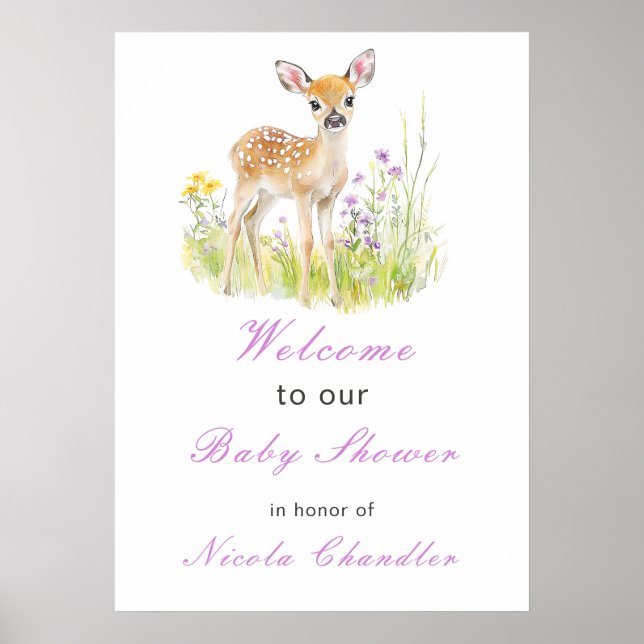 Affiche Baby shower de cerfs de printemps (Devant)