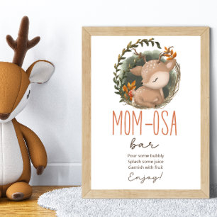 Affiche Baby shower de cerfs en traîneau en bois