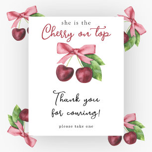 Affiche Baby shower de cerises d'aquarelle - Merci