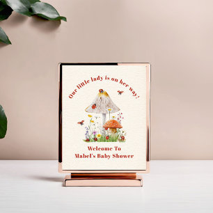 Affiche Baby shower de champignons Little Ladybug Bienvenu