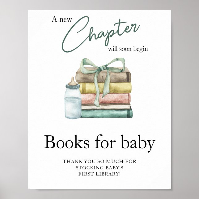 Affiche Baby shower de chapitre de l'aquarelle - Livres po (Devant)