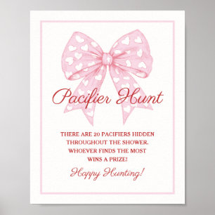 Affiche Baby shower de chasse à la soie rose Pacifique