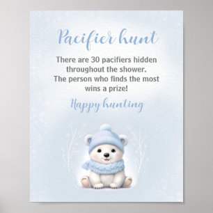 Affiche Baby shower de chasse à l'ours bleu polaire