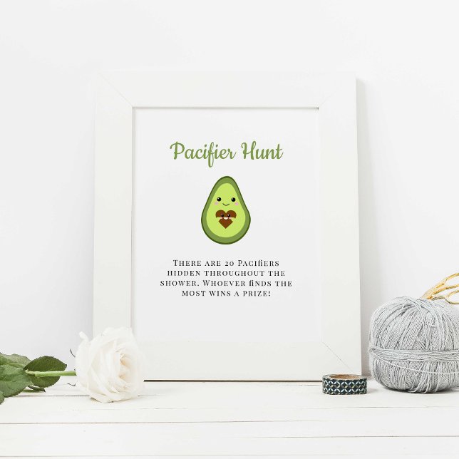 Affiche Baby shower de chasse au Pacifique Kawaii Avocado (Créateur téléchargé)