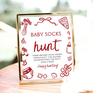 Affiche Baby shower de chasse pour bébés italien tiré à la