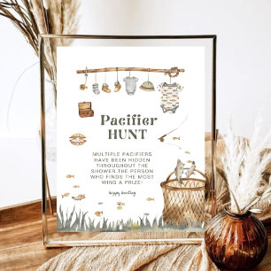 Affiche Baby shower de chasse Rustique Floral Fishing Paci