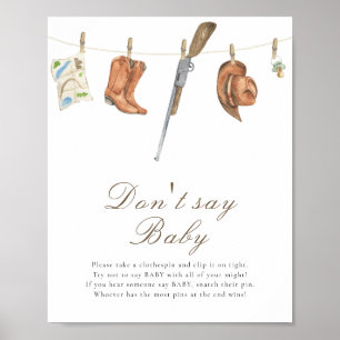 Affiche Baby shower de chasseur - Ne dites pas bébé