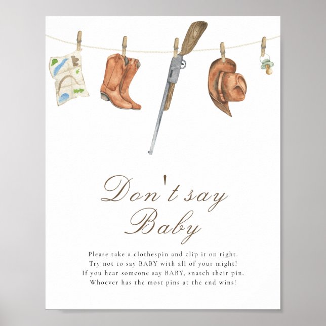 Affiche Baby shower de chasseur - Ne dites pas bébé  (Devant)