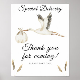 Affiche baby shower de cigogne - merci d'être venu