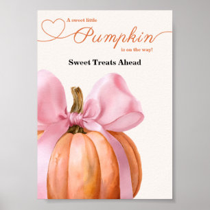 Affiche Baby shower de Citrouille de croustilles roses "So
