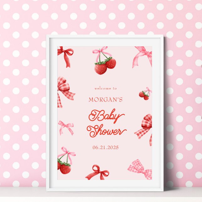 Affiche Baby shower de coquette rose pâle Berry (Créateur téléchargé)