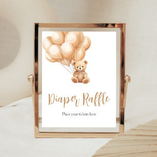 Affiche Baby shower de couche de  à ballon Brown de l'ours