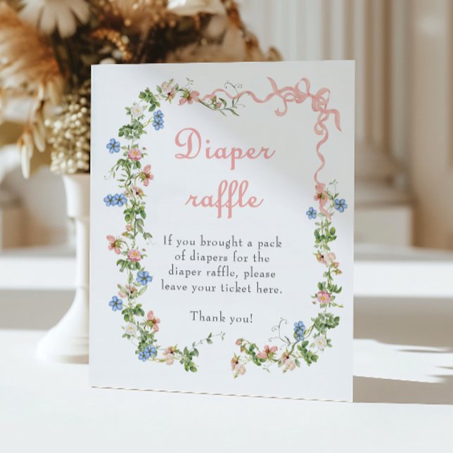 Affiche Baby shower de couche fleur sauvage Pink Bow (Créateur téléchargé)