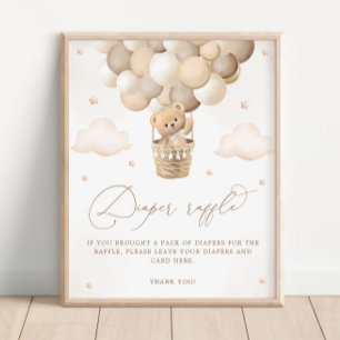 Affiche Baby shower de couches Neutral Teddy