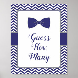 Affiche Baby shower de Cravate Little Man Bow Devinez comb