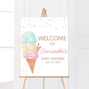 Affiche Baby shower de crème glacée