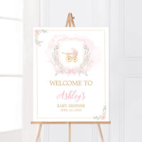 Baby shower de crête rose Aquarelle Bienvenue