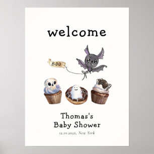 Affiche Baby shower de cupcake Little Boo Halloween Bienve