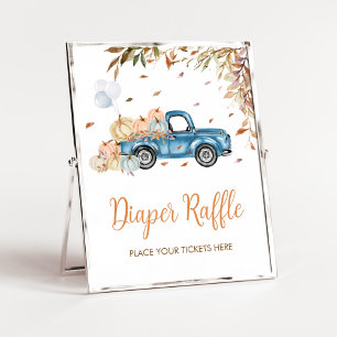 Affiche Baby shower de de à rabat Citrouille Blue Truck