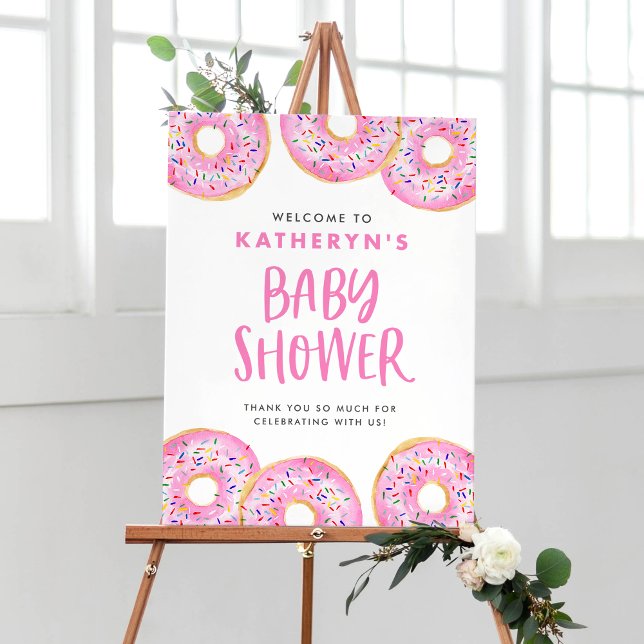 Affiche Baby shower de donuts rose (Créateur téléchargé)