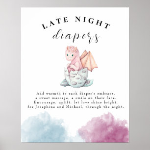 Affiche Baby shower de dragon d'éclosion Diapositives noct