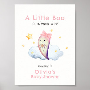 Affiche Baby shower de fantôme rose Petit Boo Bow