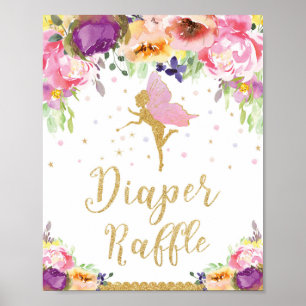 Affiche Baby shower de fée Déchets Raffle bébé fille