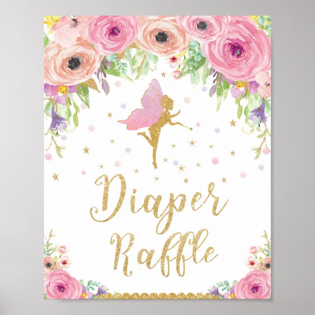 Affiche Baby shower de fée Déchets Raffle Signal bébé fill (Devant)