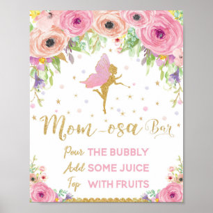 Affiche Baby shower de fée Mimosa Bar Sign Baby Girl Flora