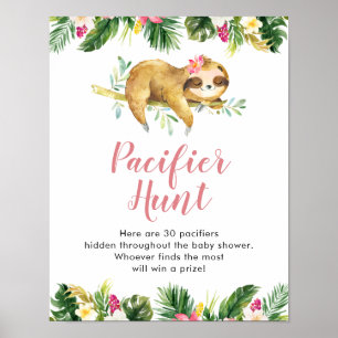 Affiche Baby shower de fentes tropicales chasse pacifique