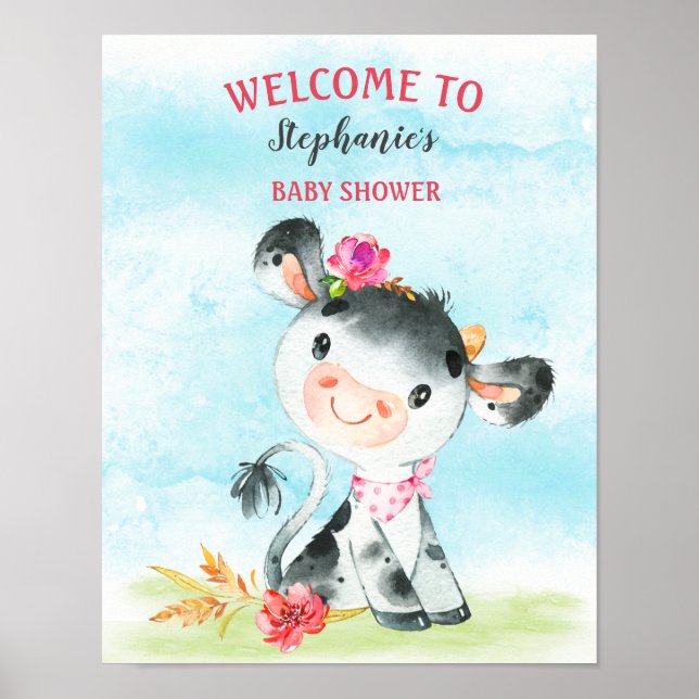Affiche Baby shower de ferme de Baby shower de vaches d'aq (Devant)
