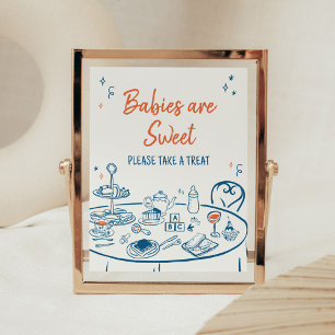Affiche Baby shower de fête à la main Les bébés sont doux