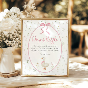 Affiche Baby shower de fille au chapeau d'oie bête