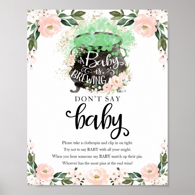 Affiche Baby shower de fille d'Halloween ne pas dire bébé  (Devant)