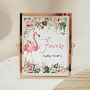 Affiche Baby shower de Flamant rose tropical Faveurs