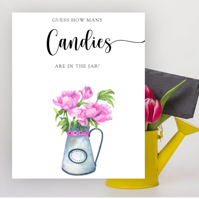Affiche Baby shower de fleurs Devinez combien de bonbons (Créateur téléchargé)