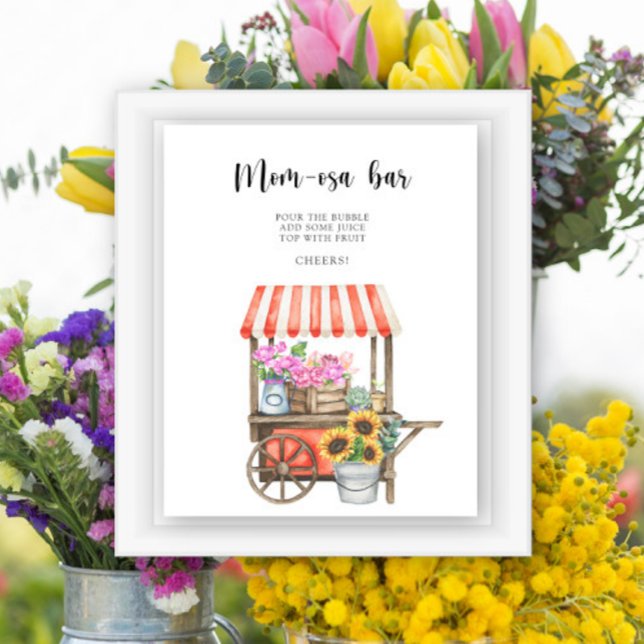 Affiche baby shower de fleurs locales - Momosa bar (Créateur téléchargé)