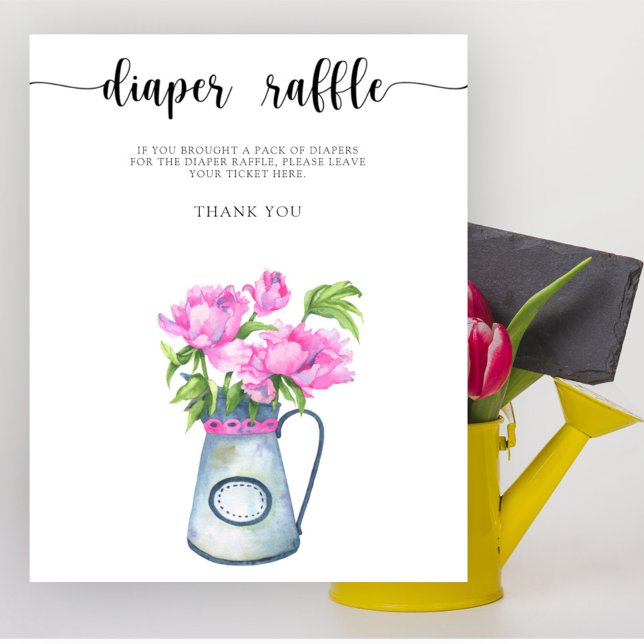 Affiche Baby shower de fleurs tombola de couche (Créateur téléchargé)