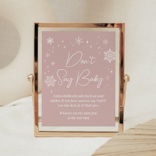 Affiche Baby shower de flocons de neige rose moderne Ne pa