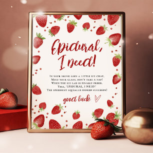 Affiche Baby shower de fraises à l'eau humoristique
